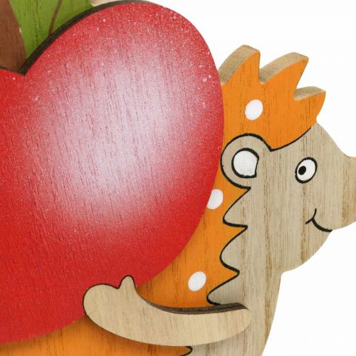 Floristik24 Autumn figure, hedgehog with apple and mushroom, wood decoration orange / red H24 / 23.5cm set of 2