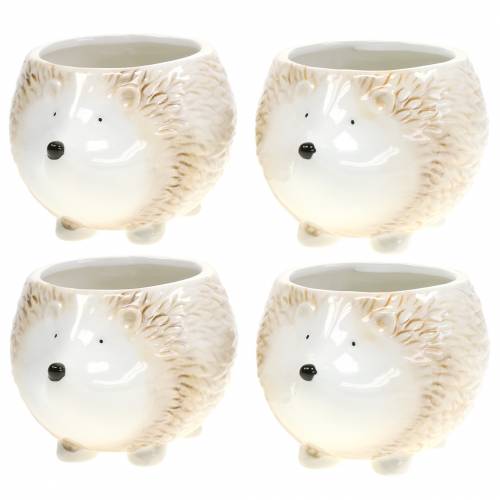 Floristik24 Plant pot hedgehog ceramic cream 14cm x 11cm H9cm 4pcs