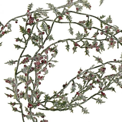 Floristik24 Holly garland snowed 120cm 6pcs