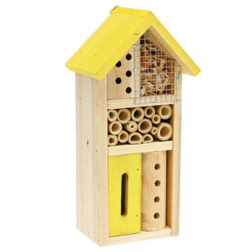 Insect hotel yellow wood insect house garden nesting box H26cm