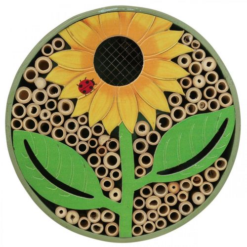 Insect Hotel Round Wooden Insect House Green Sunflower Ø25cm