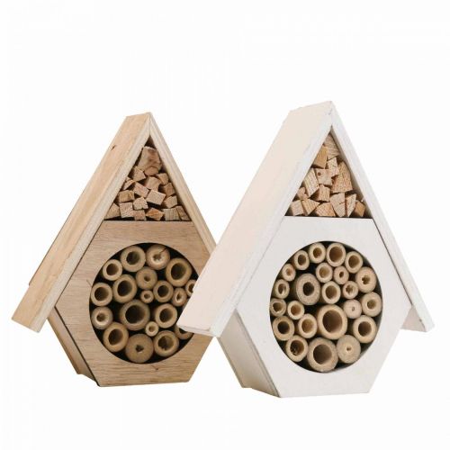 Product Insect Hotel Honeycomb Bee Hotel Wood White Natural H18.5cm 2pcs