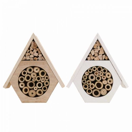 Floristik24 Insect Hotel Honeycomb Bee Hotel Wood White Natural H18.5cm 2pcs