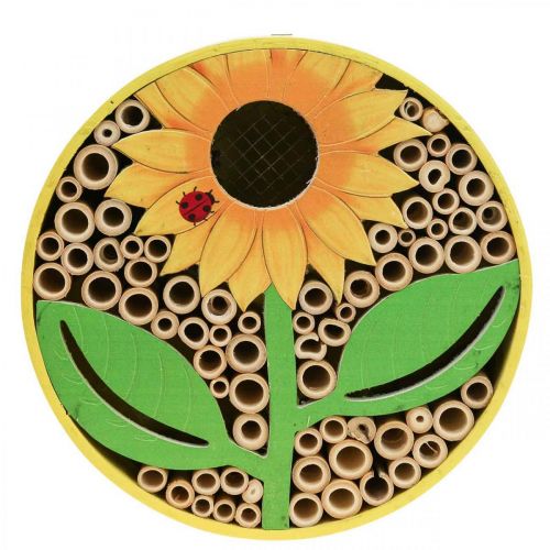Floristik24 Insect Hotel Round Wooden Insect House Yellow Sunflower Ø25cm