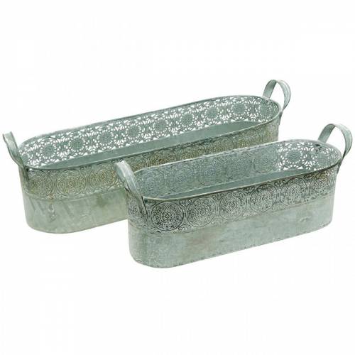 Floristik24 Metal planter box with handles Vintage planter Flower box, set of 2