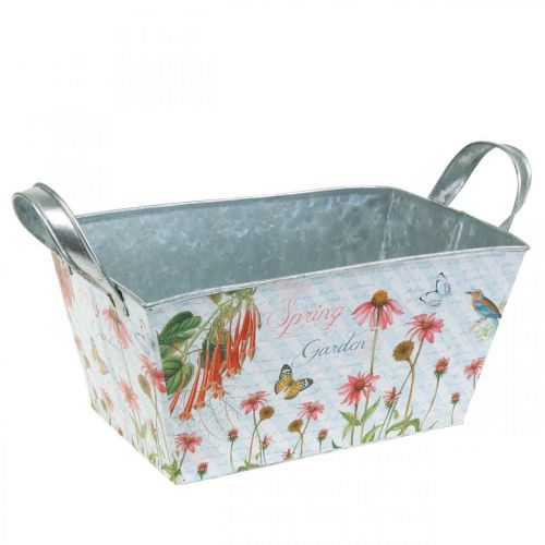 Floristik24 Jardiniere planter with handles metal flowers spring decoration 23 × 14 × 11cm