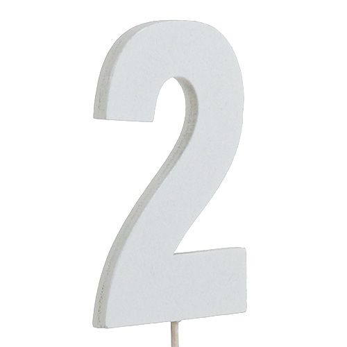 Floristik24 Anniversary number "2" on the staff white L27cm 10pcs