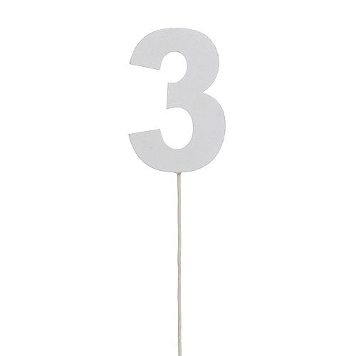 Product Anniversary number "3" on the staff white L27cm 10pcs