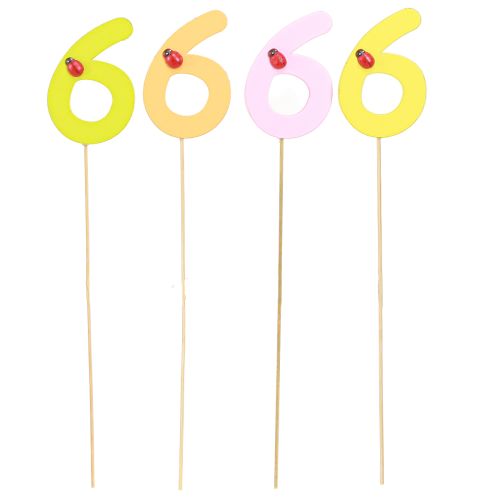 Product Anniversary number &quot;6&quot; wooden plugs colored number plugs 7 cm 16 pieces