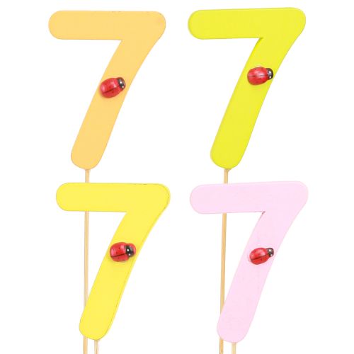 Product Anniversary number &quot;7&quot; on stick Colorful number plugs 7.5cm 16 pcs
