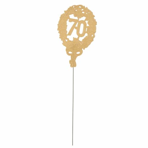 Gold Cardboard 70 Anniversary Picks, 12 cm, 10 Pack for Floral Displays