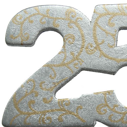 Floristik24 Anniversary number "25" made of wood silver 36pcs