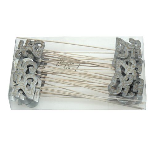 Floristik24 Anniversary number "25" made of wood silver 36pcs