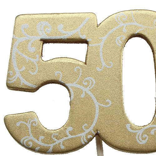Product Wood number "50" on the staff gold 36pcs