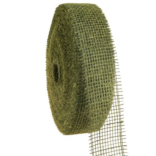 Product Jute Ribbon Mesh Ribbon Decorative Ribbon in Green Olive 5cm 40m