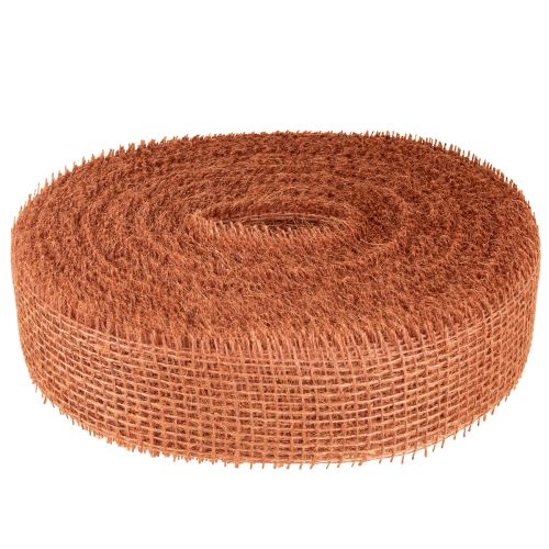 Product Jute ribbon, mesh ribbon, jute, ecological, terracotta red, 5cm wide, 40m long