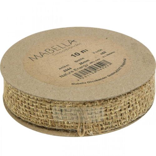 Floristik24 Jute ribbon natural, gold decorative ribbon jute decoration 25mm 10m