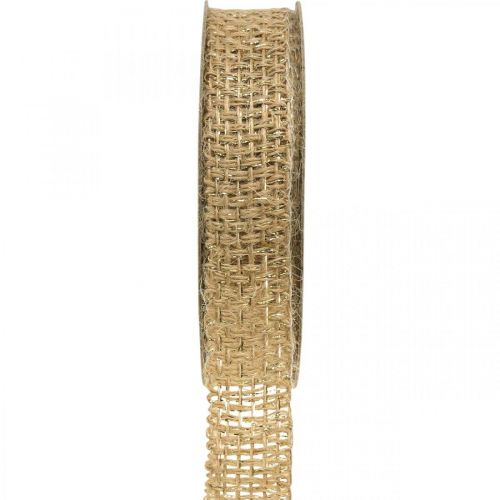 Floristik24 Jute ribbon natural, gold decorative ribbon jute decoration 25mm 10m