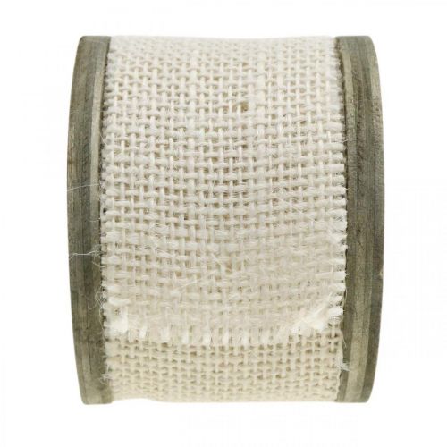 Floristik24 Natural jute ribbon, deco ribbon, natural fiber jute bleached, white W45mm L3m