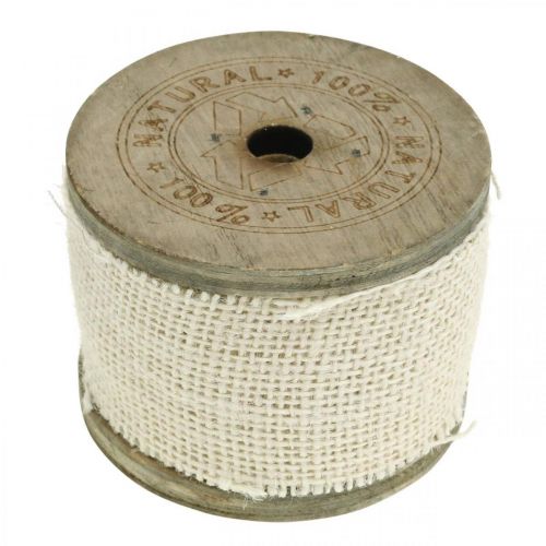 Floristik24 Natural jute ribbon, deco ribbon, natural fiber jute bleached, white W45mm L3m