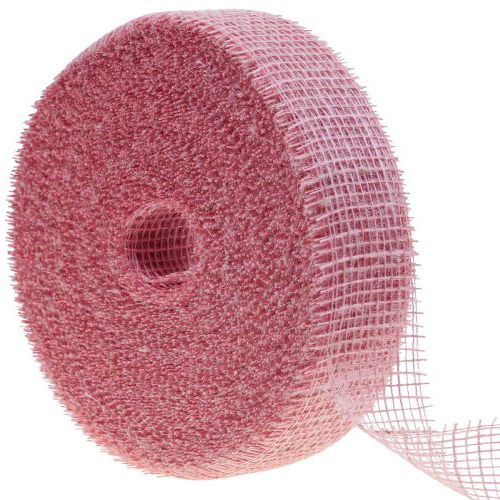 Floristik24 Jute ribbon, net ribbon, table ribbon, decorative ribbon, light pink jute, 5cm wide, 40m long