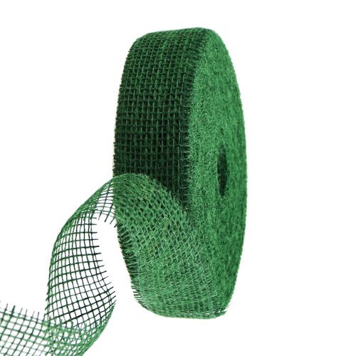 Floristik24 Jute ribbon dark green 5cm 40m