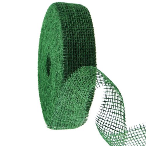 Dark green jute ribbon, 5cm wide, 40m long buy online | Floristik24.co.uk