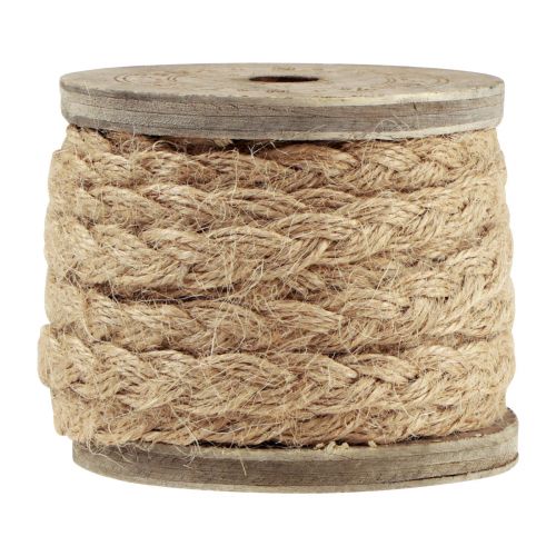 Floristik24 Jute ribbon braided jute cord wooden spool natural 10mm 6m