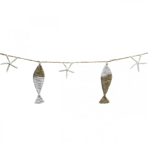 Floristik24 Maritime decoration garland jute 6 fish with starfish 120cm