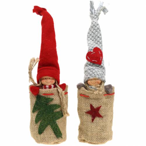 Floristik24 Christmas decoration jute sack with doll H30cm 2pcs