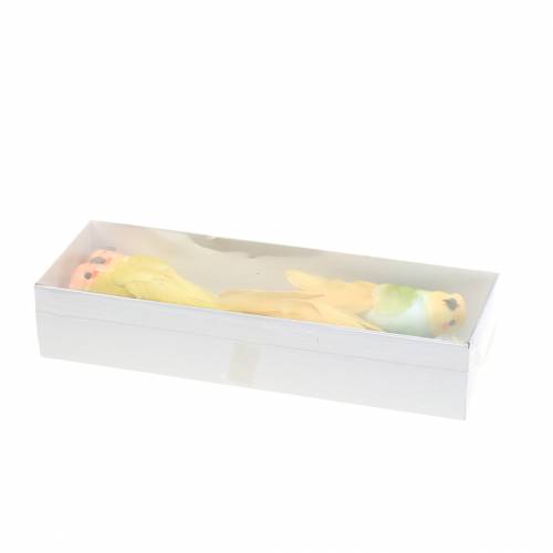 Floristik24 Decorative cockatoo with metal wire green yellow H13cm 4pcs