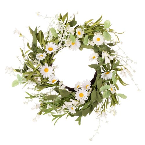 Artificial daisy wreath, natural look and durable, for door and wall decoration, 55cm