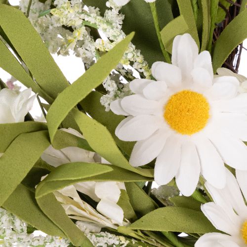 Product Artificial daisy wreath, natural look and durable, for door and wall decoration, 55cm