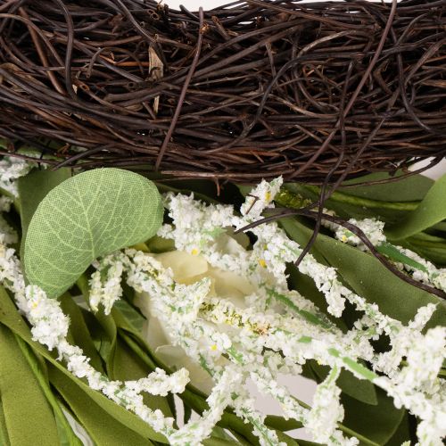 Product Artificial daisy wreath, natural look and durable, for door and wall decoration, 55cm