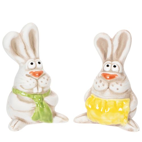 Floristik24 Easter Bunny Figurines, Hand-Painted Ceramic Decorations, Fun Design for Easter Decorating, 11cm, 4 Pieces