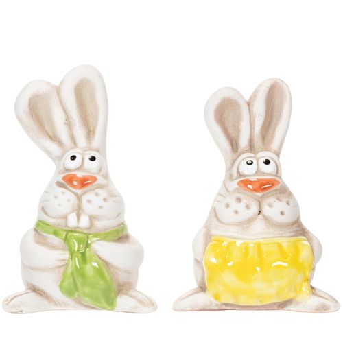 Product Easter Bunny Figurines, Hand-Painted Ceramic Decorations, Fun Design for Easter Decorating, 11cm, 4 Pieces