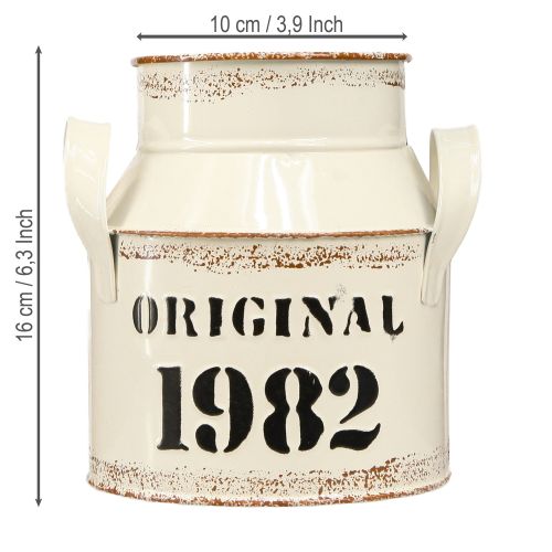 Product Jug Metal Decoration &quot;Original 1982&quot; Cream Rust H16cm 2pcs