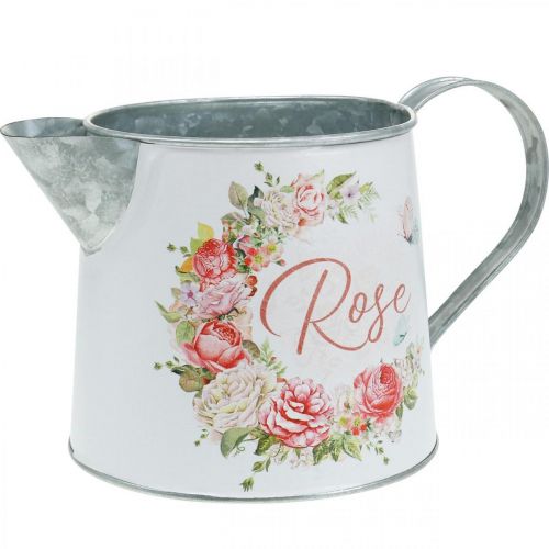 Floristik24 Metal jug, planter, metal planter with rose motif H12cm Ø10.5c