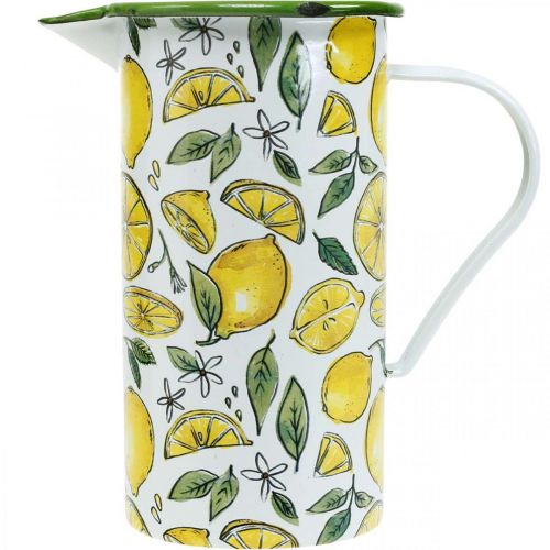 Product Enamel jug, Mediterranean decoration, jug with lemon pattern H19.5cm Ø9cm