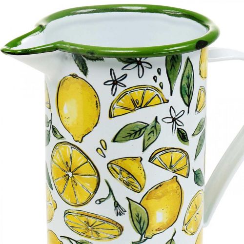 Product Enamel jug, Mediterranean decoration, jug with lemon pattern H19.5cm Ø9cm