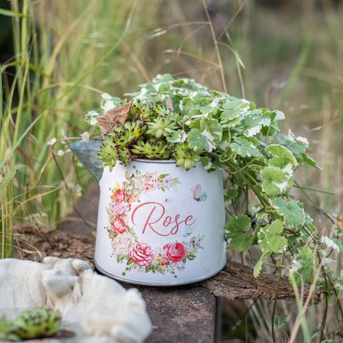 Floristik24 Metal jug, planter, metal planter with rose motif H12cm Ø10.5c
