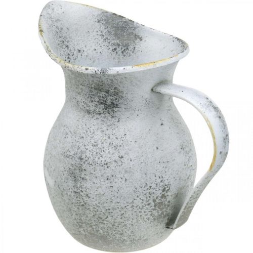 Product Decorative jug metal washed white shabby chic H18.5cm