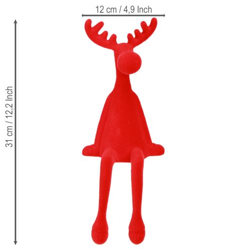 Product Sitting Moose Shelf Sitter Christmas flocked Red 31cm 3pcs