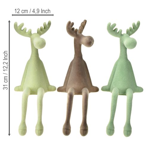 Product Moose Shelf Sitter Christmas Green brown mint 31cm 3pcs