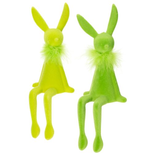 Easter Bunny Decoration, Shelf Sitter, Sitting Figure Made of Plastic for Spring, 27cm, 2 Pieces