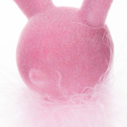 Product Easter bunny figurine with feather boa, shelf sitter, decorative Easter figure, 27cm, 2 pieces