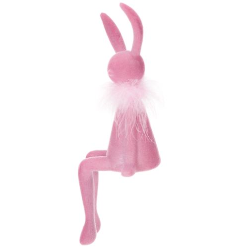 Product Easter bunny figurine with feather boa, shelf sitter, decorative Easter figure, 27cm, 2 pieces