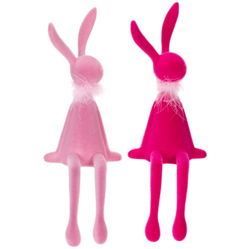 Floristik24 Easter bunny decoration, shelf sitter with feather boa for sideboard or shelf, 36cm, 2 pieces