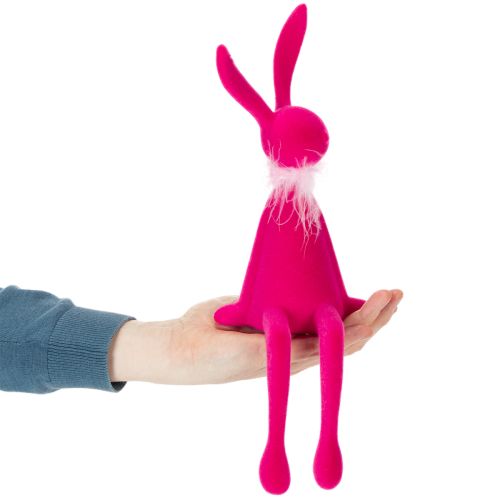 Product Easter bunny decoration, shelf sitter with feather boa for sideboard or shelf, 36cm, 2 pieces