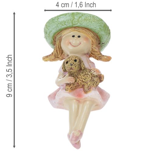Shelf sitter Smiling girl with dog Ø4.5cm H9.5cm | Floristik24.co.uk